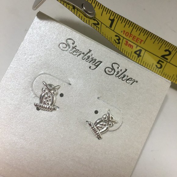 Sterling Silver Owl Stud Earrings NWT Witchy - Picture 3 of 3